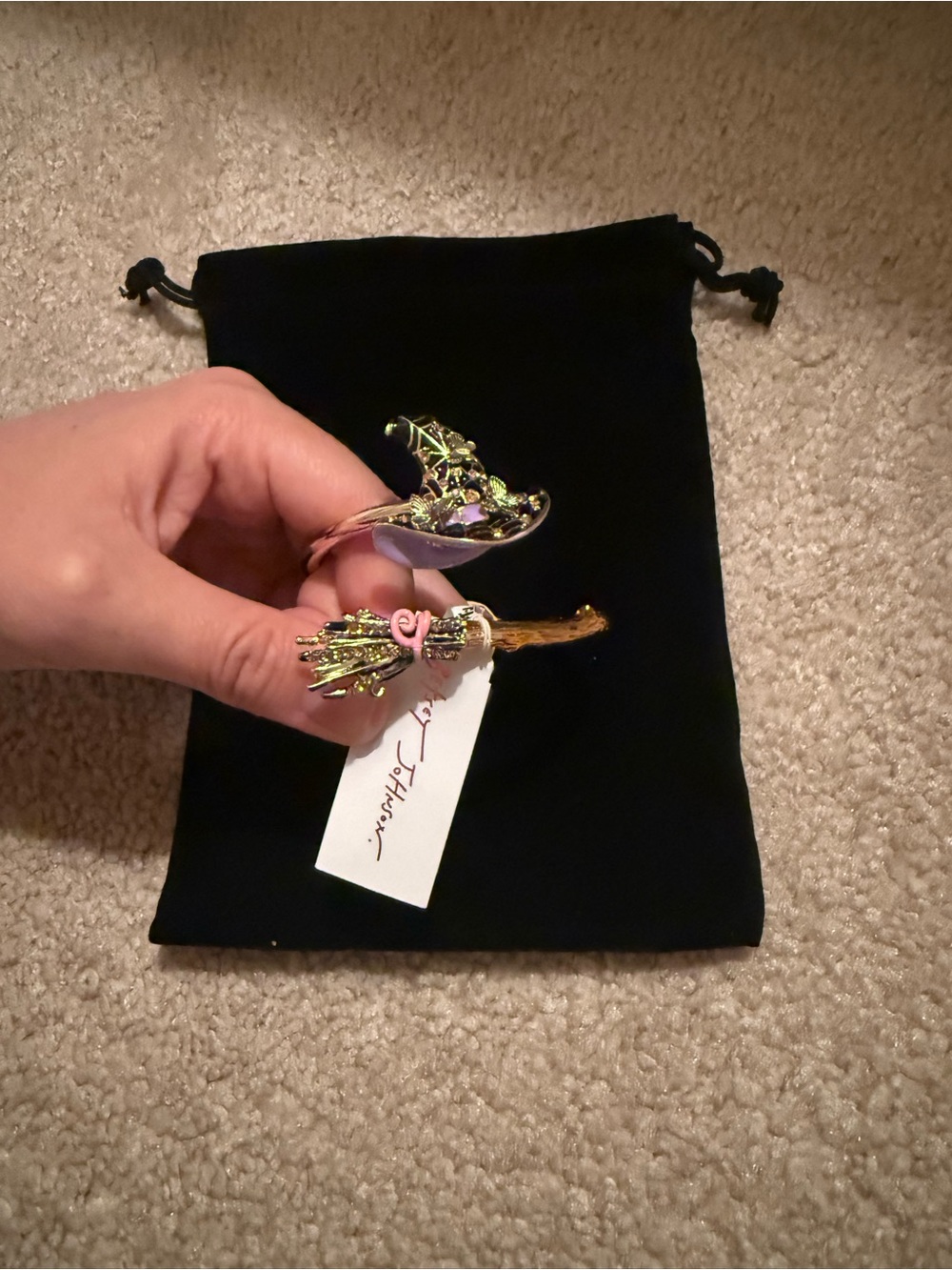 Betsey Johnson purple Witch Hat & Broomstick bracelet